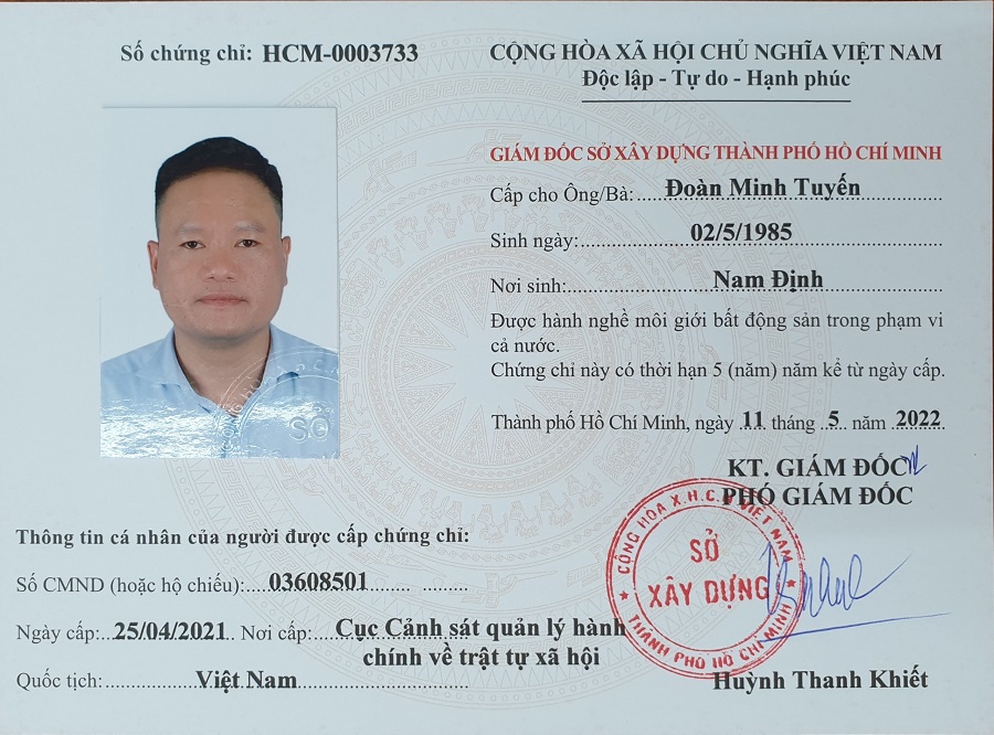 Chứng chỉ hành nghề môi giới BĐS chuyên nghiệp